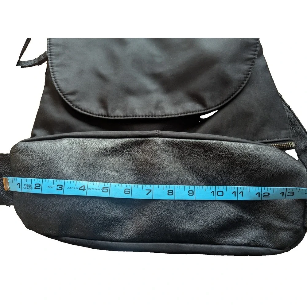 Steve Madden Black Nylon Faux leather Backpack Bag    Lining In Stripes